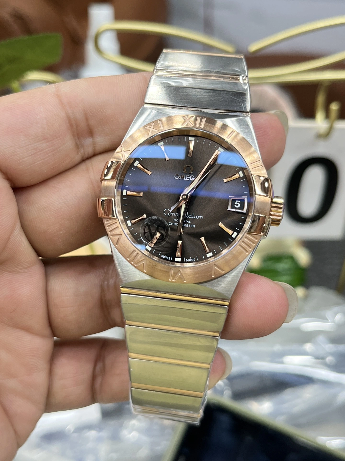 Comfortable CBD Factory Omega Constellation Co-Axial 38mm Two-Tone Sedna Gold Brown Dial (123.20.38.21.13.001) 1:1 Super Clone -DD8500 Movement 309
